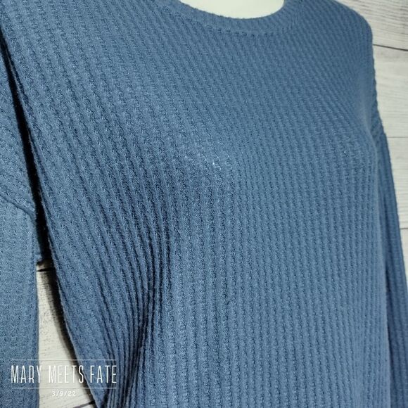 NWT Planet Gold Tunic Sz Small Long Sleeve Blue Waffle Weave - Picture 4 of 11